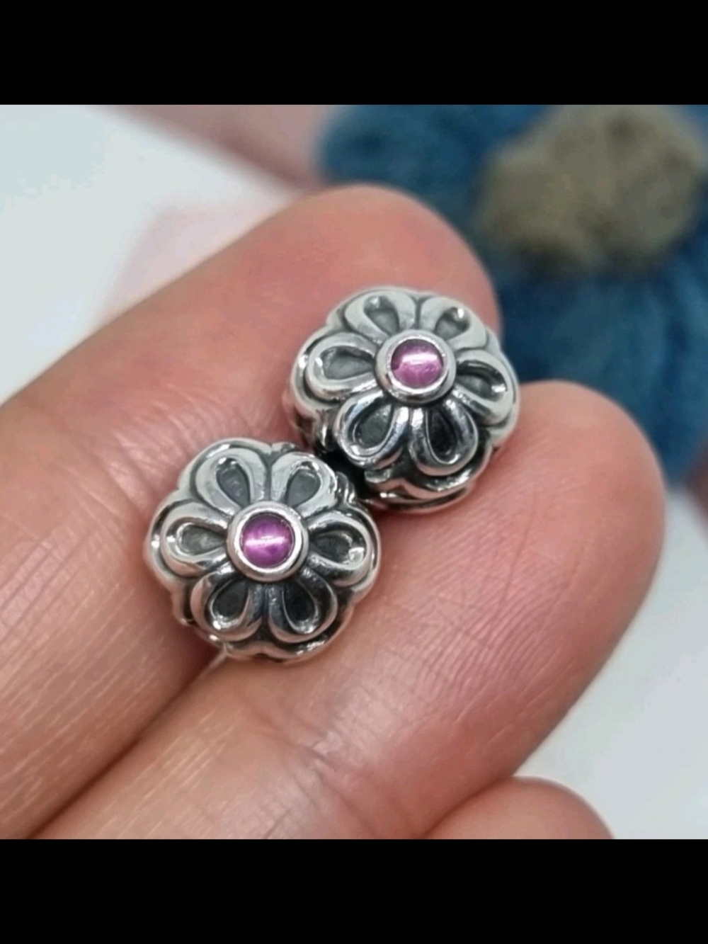 Authentic Pandora Set Of 2 Zinnia Rhodolite Clips